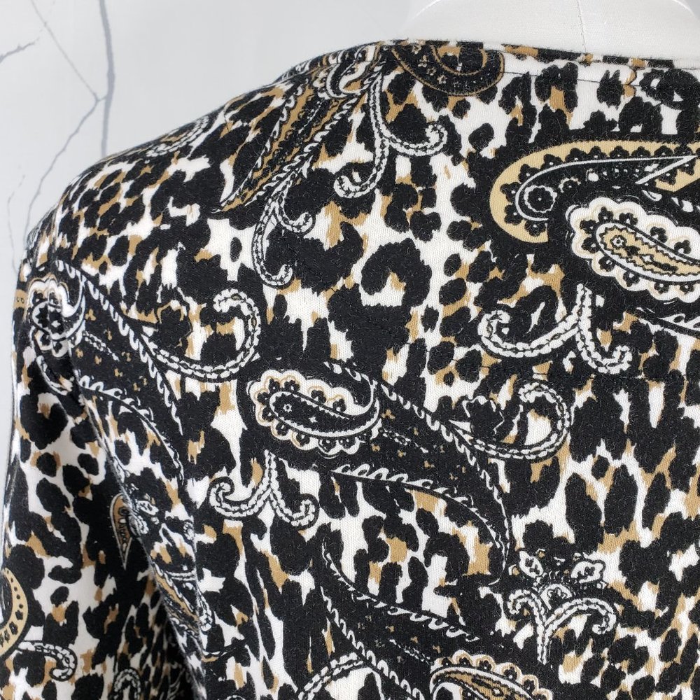 Charter Club Luxury Pima Cotton Black Tan Paisley Top, M - Picture 5 of 8